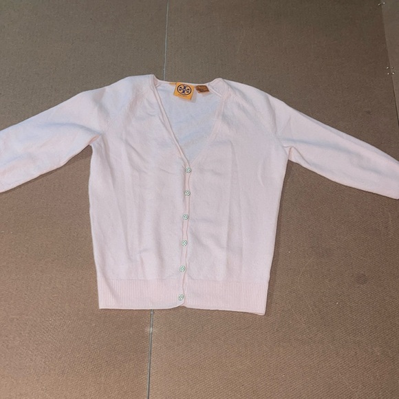 Tory Burch light pink WOOL V Neck Sweater M - Picture 2 of 12